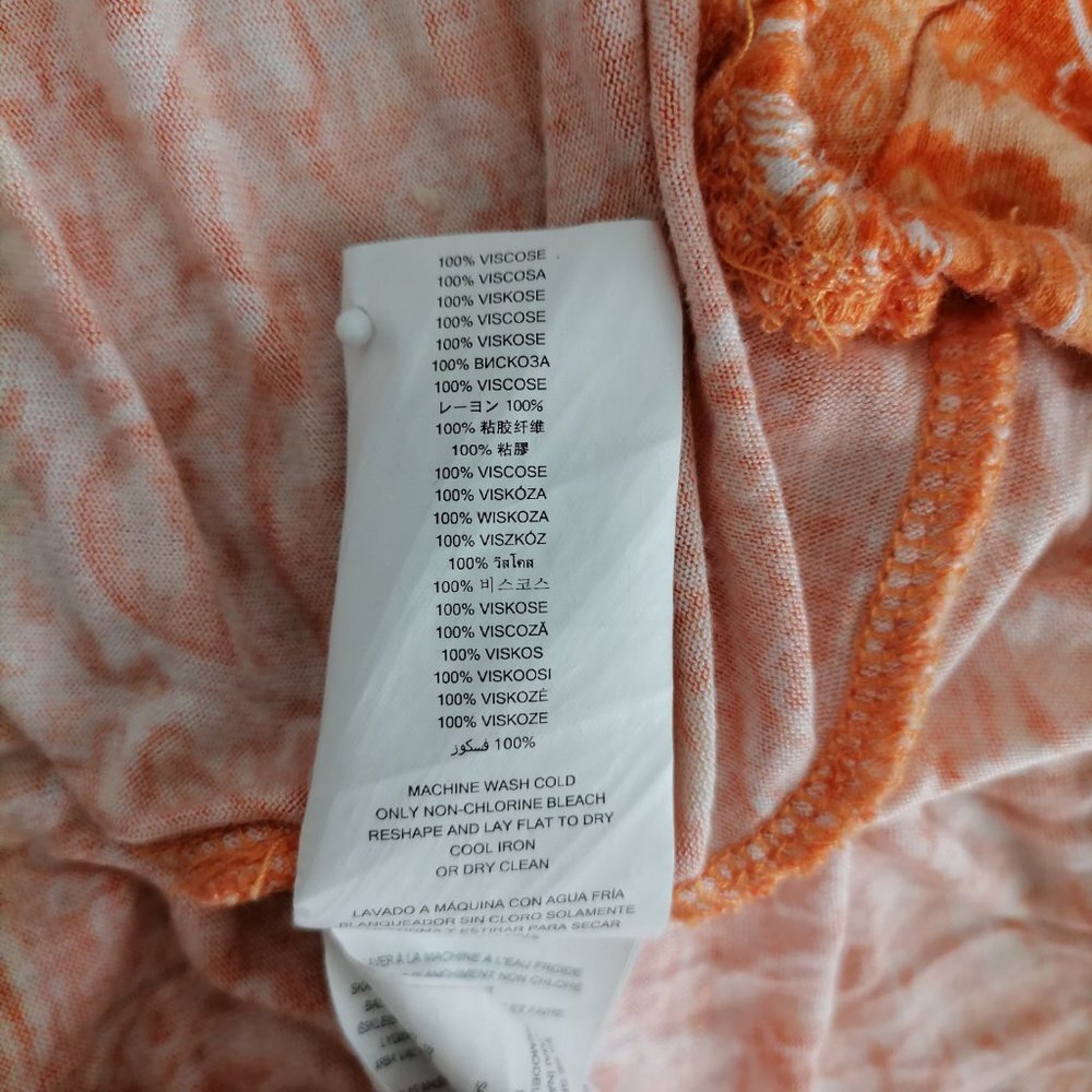 # Michael Kors Women's Orange Floral Blouse Size 2X Scoop Neck Elastic Cuff/Hem - Picture 6 of 6